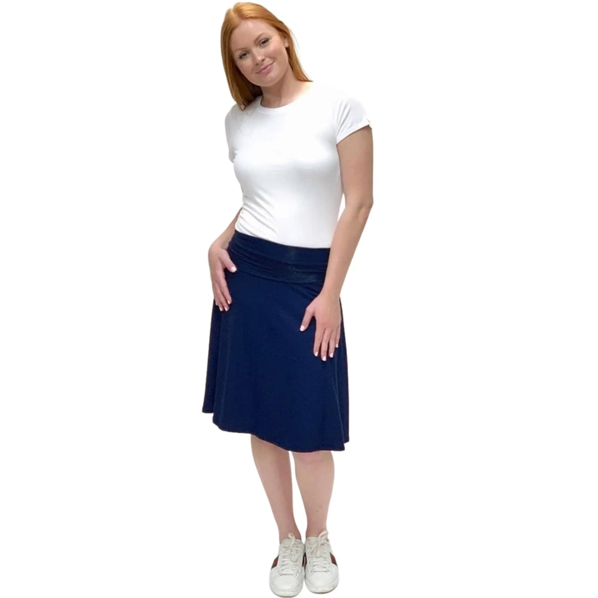 Navy Blue Plus Size A-Line Skirt, Sexy Skirt,  3X Plus Size Skirt, Knee Length Navy Skirt, 2X Plus Size Skirt, Flowy Skirt