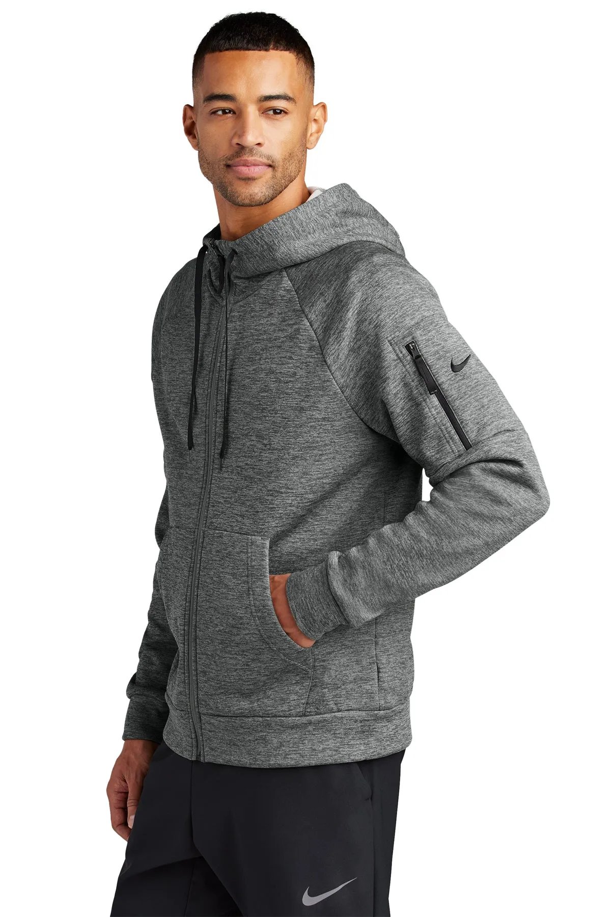 Nike Therma-FIT Pocket ZipUp Custom Hoodies, Charcoal Heather