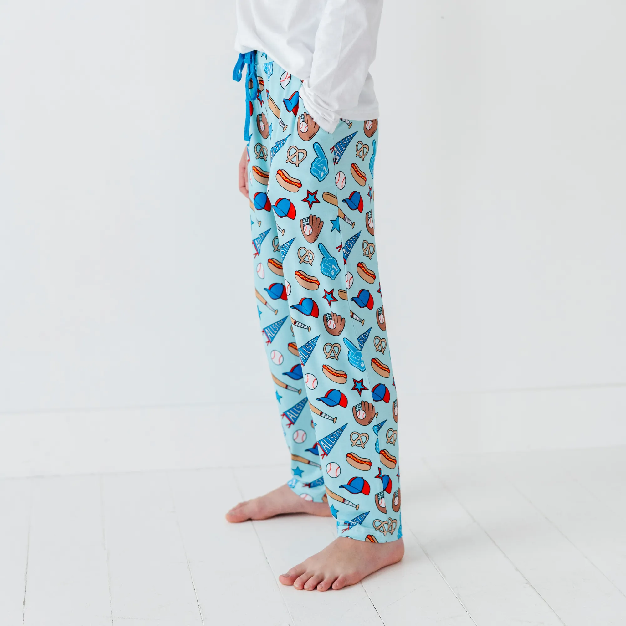 No Place Like Home Blue Baseball Boys Lounge Pants - Bigger Kids