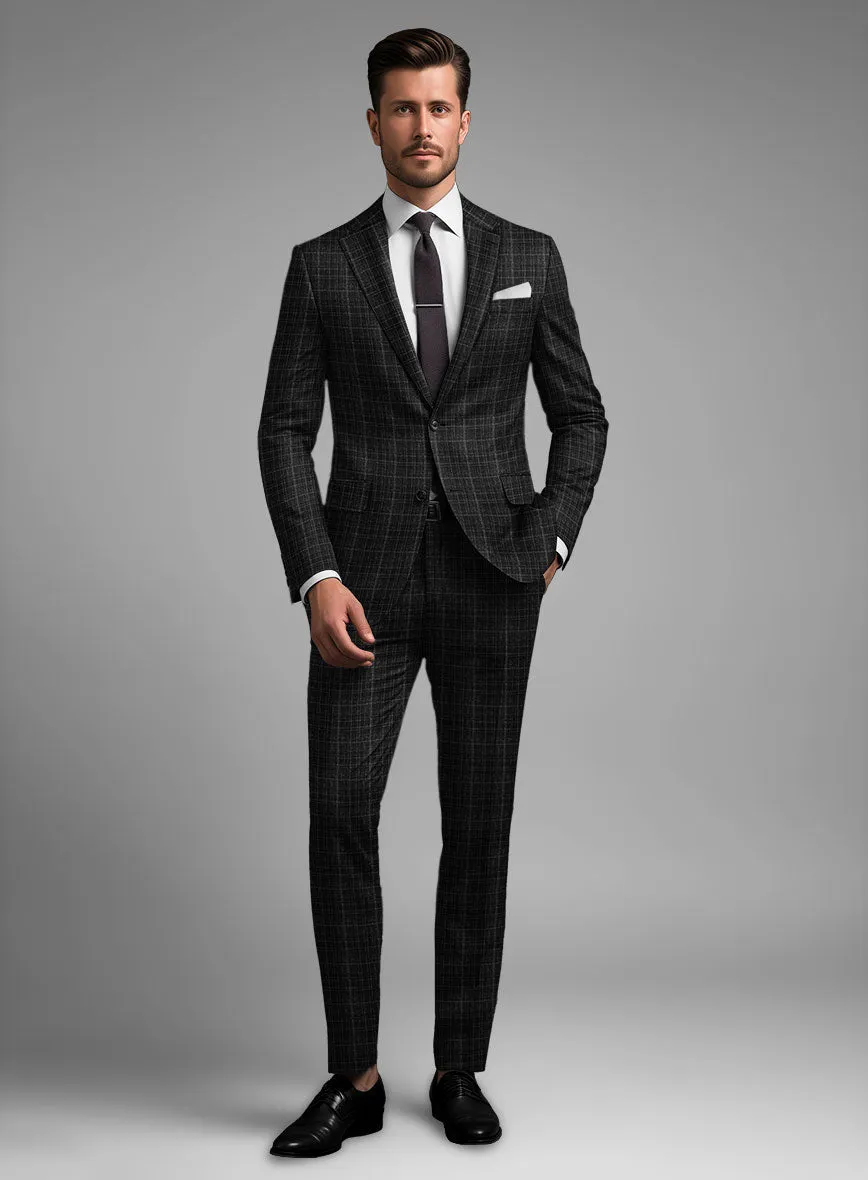 Noble Nicolas Black Wool Silk Linen Suit