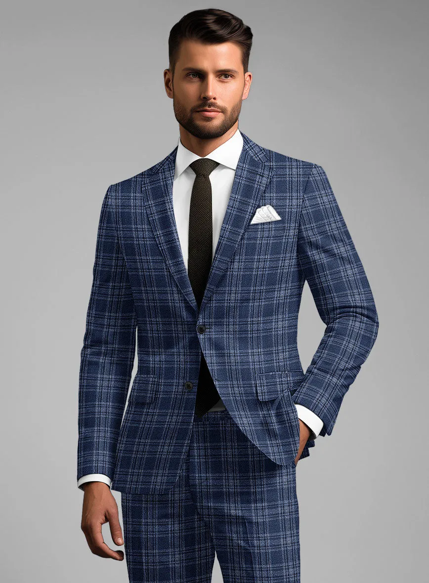 Noble Sandro Blue Wool Silk Linen Suit