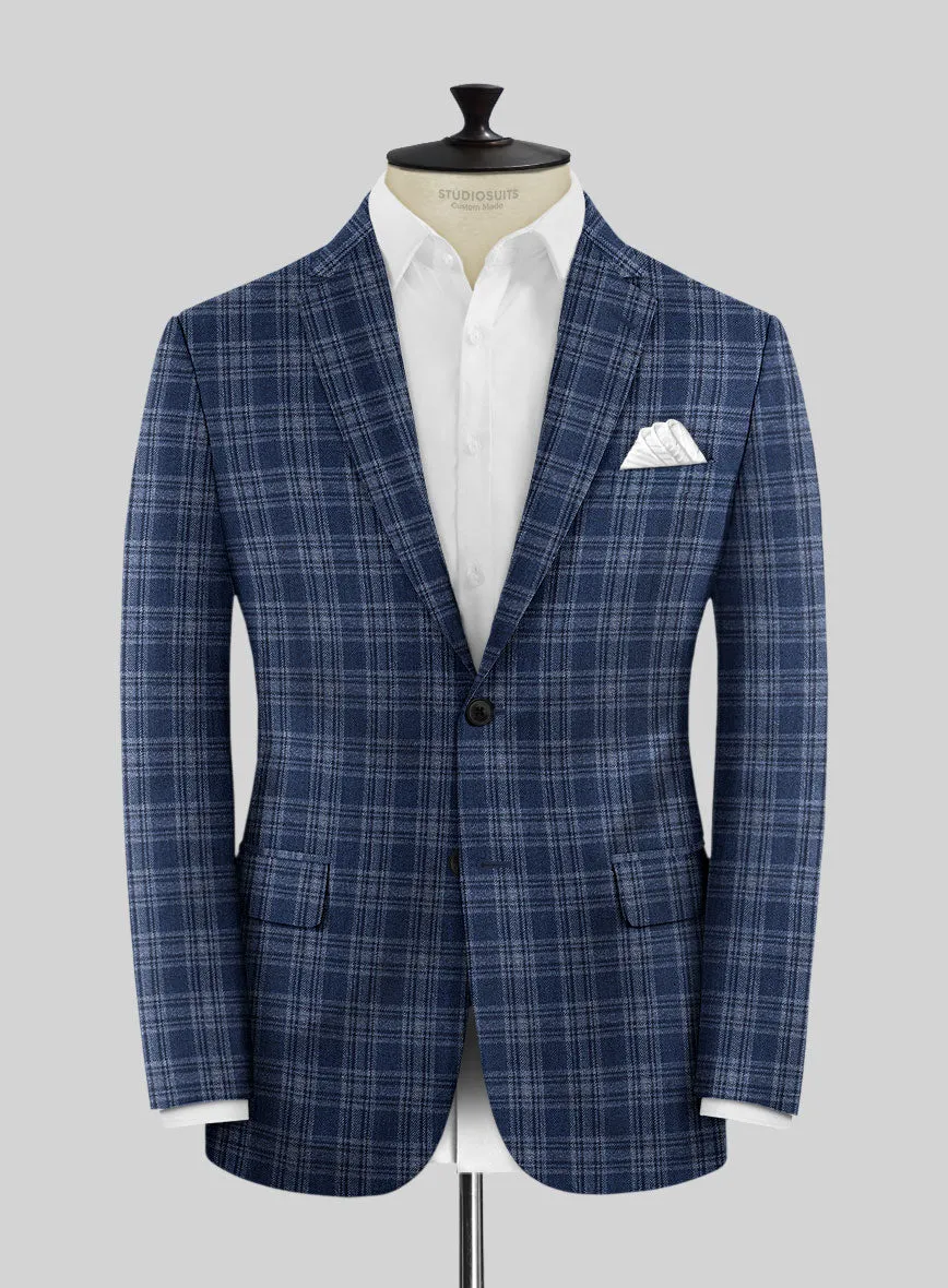 Noble Sandro Blue Wool Silk Linen Suit