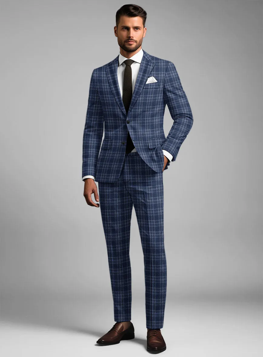 Noble Sandro Blue Wool Silk Linen Suit