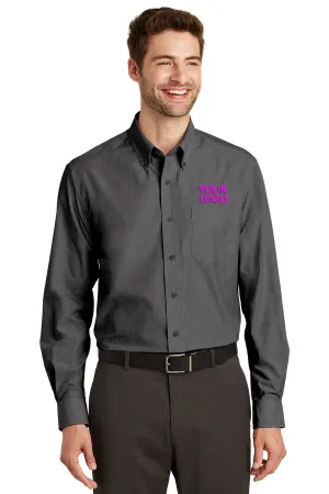 Port Authority Tall Crosshatch Easy Care Custom Shirts, Soft Black