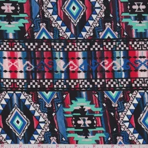 Red/Royal/Mint Southwest Challis Fabric