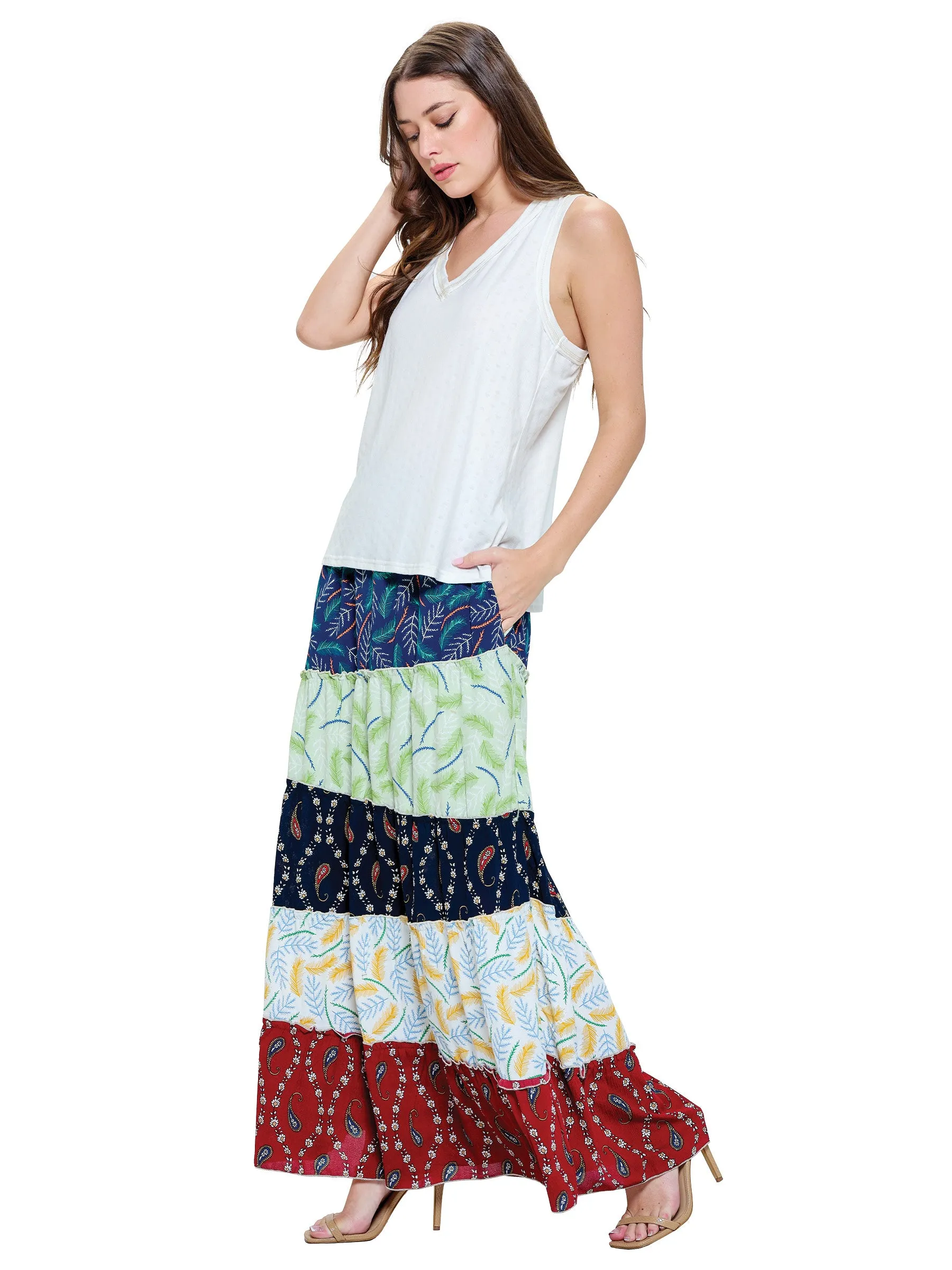 Skirt Ruffled Floral Multi Color