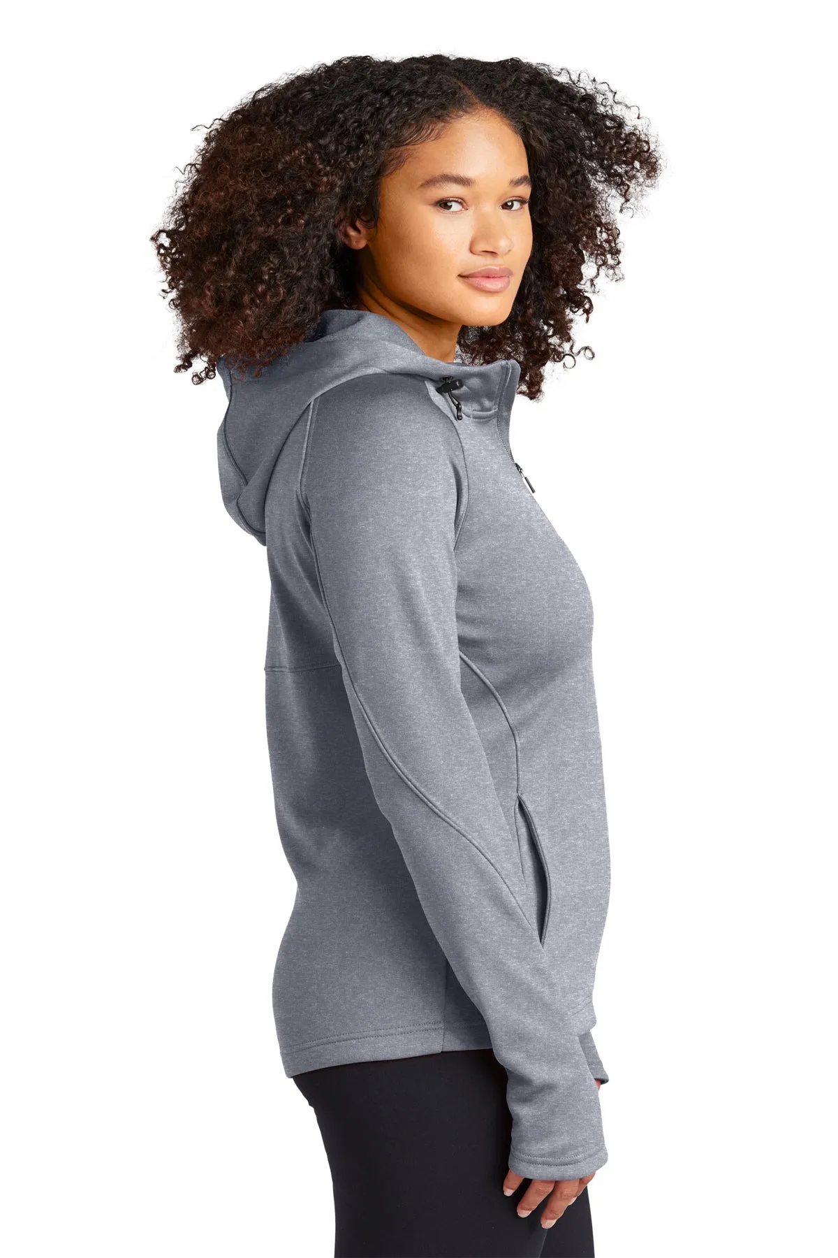 Sport-Tek Ladies Tech Fleece Branded Full-Zip Hooded Jackets, Grey Heather