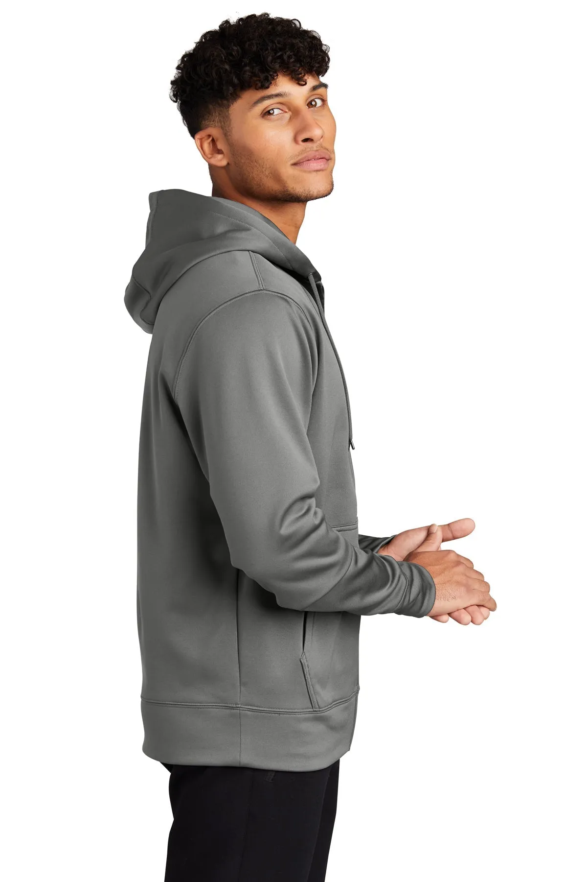 Sport-Tek Sport-Wick Fleece Custom Full-Zip Hooded Jackets, Dark Smoke Grey