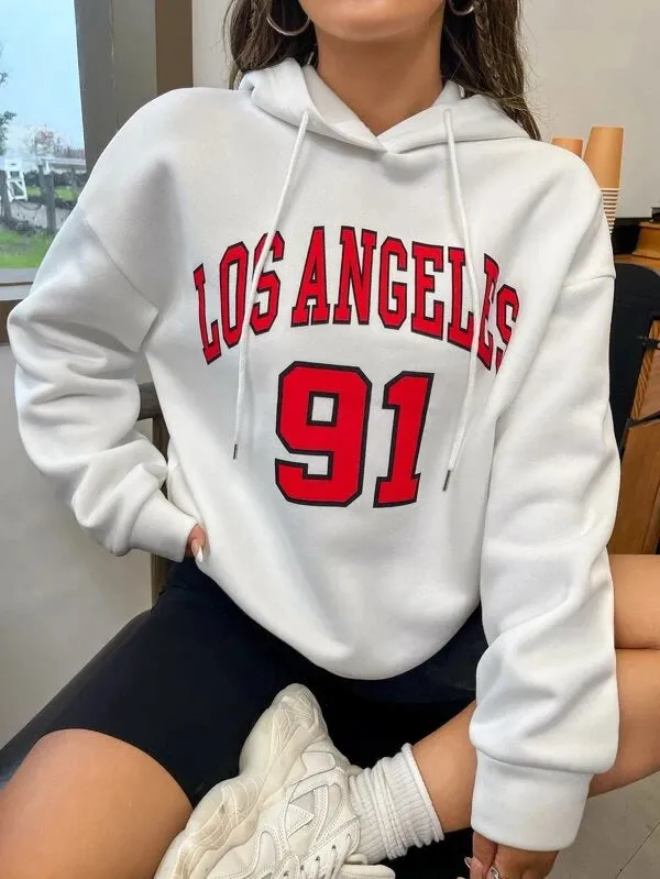 SXV  'LOS ANGELES 91’ Printed Cool Aesthetic Sweatshirt Hoodie