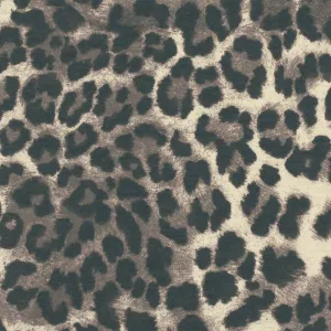 Taupe-Black-Beige Cheetah Print Stretch Poly Baby French Terry Knit Fabric