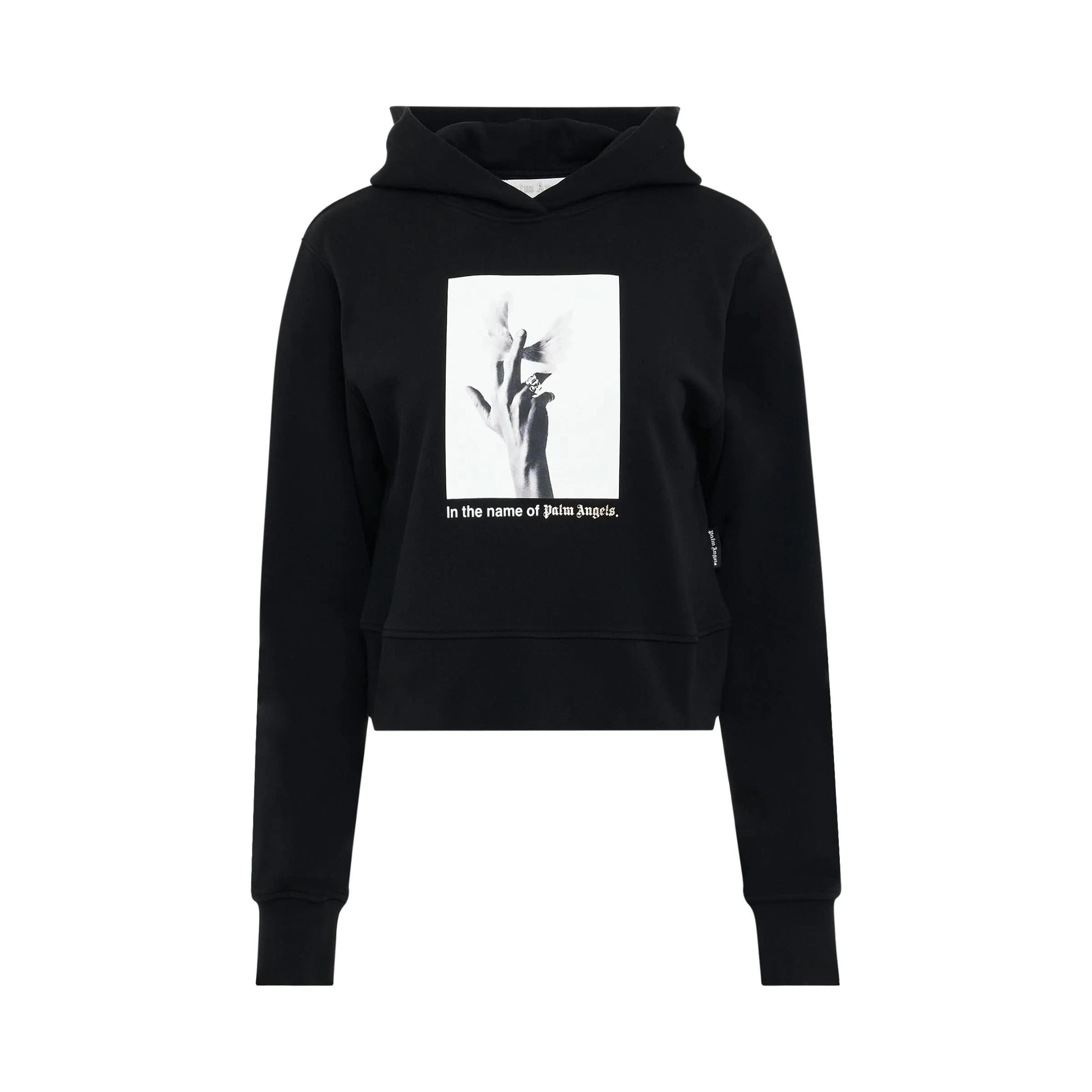 Wings Graphic Cotton Hoodie in Black/White